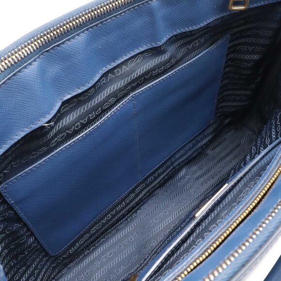 PRADA Blue Leather Saffiano Shoulder Bag - Picture 8 of 10